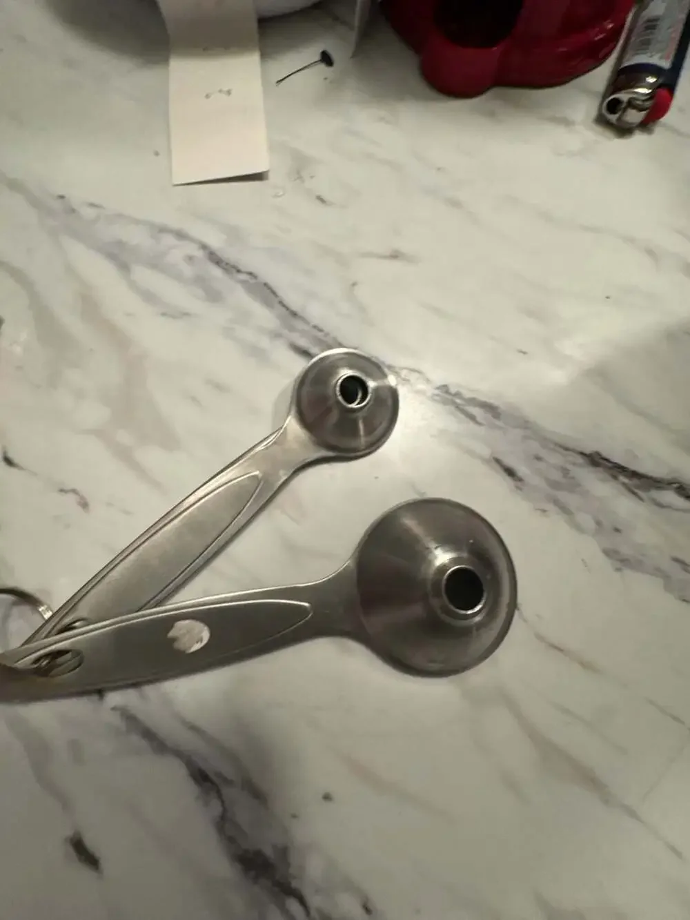 Vintage Stainless Steel Funnel Spoon Set on Ring